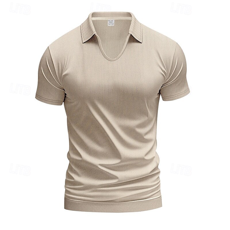 Per uomo Maglietta Camicia a Maniche Corte Manica Corta Scollo a V Bavero Primavera & Autunno Semplice Moda Designer Sexy Vacanza Streetwear Uscire Aalbicocca Bianco Grigio chiaro Maglietta Top per del 2025 a $20.99 –P10