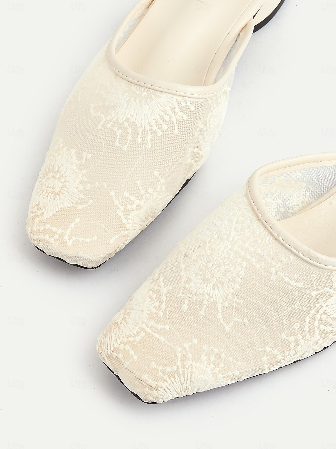 naisten valkoiset pitsiset balettitassut – tyylikkäät silkkaa verkkohääkengät morsiamelle ja kesän puutarhajuhliin 2026 - $29.99 –P4