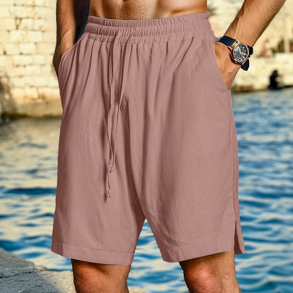Per uomo Shorts Shorts di Lino Pantaloncini Estivi Shorts da Spiaggia Coulisse Elastico in vita Semplice Comodità Traspirante Lunghezza al ginocchio All'aperto Quotidiano Spiaggia Vacanza Moda Nero del 2025 a $22.99 –P5