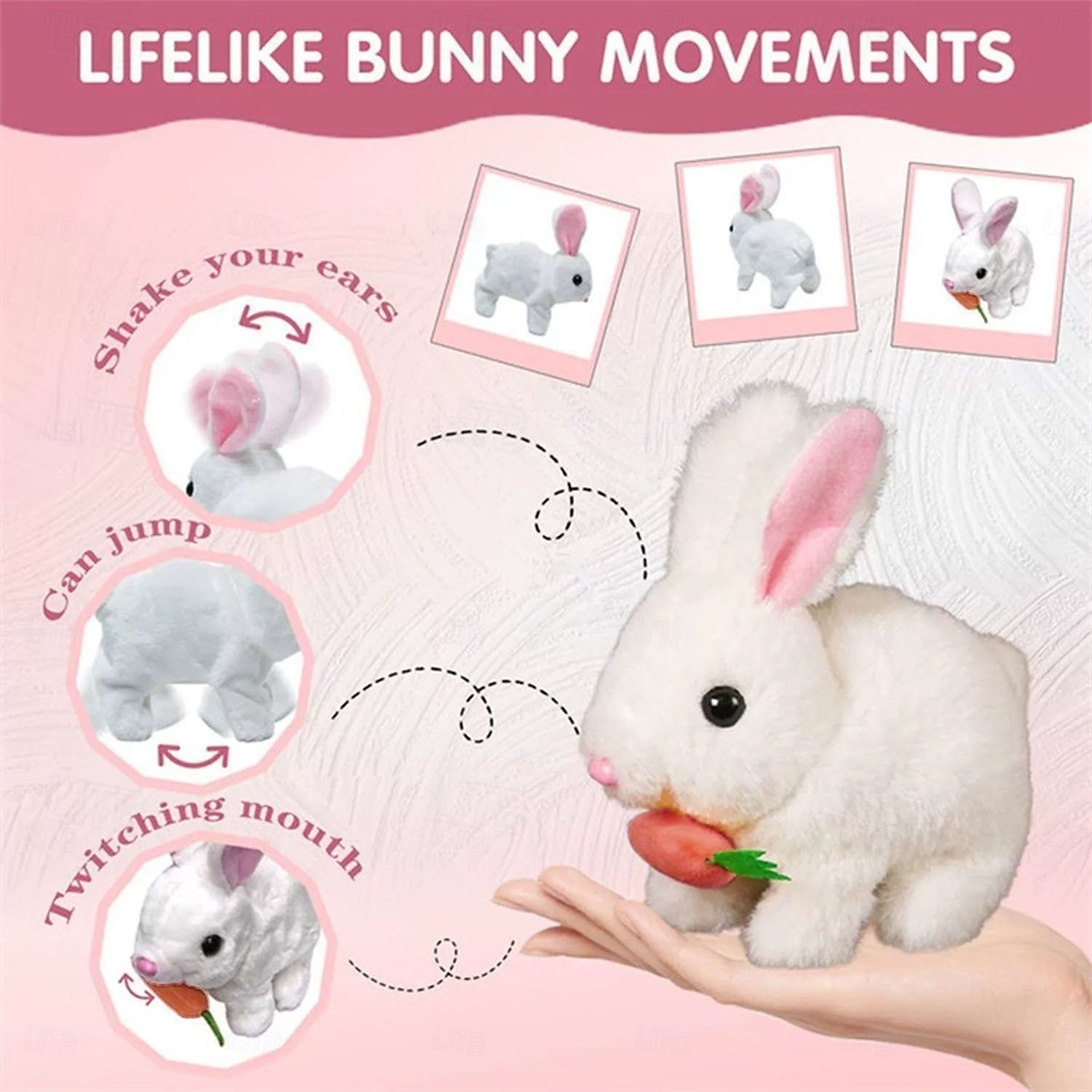 My Realistic Bunny Toy Interactive Electronic Pet Toys Bunnies can Hops Walks and Wiggles its EarsEaster Plush Stuffed Bunny Toy Educational Toys for Kids 2025 - $9.99 –P4