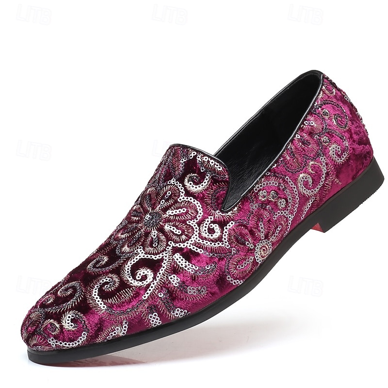 mocassins masculinos bordados com flores roxas – sapatos de veludo elegantes para bailes de formatura e eventos formais de 2026 por $42.99 –P3