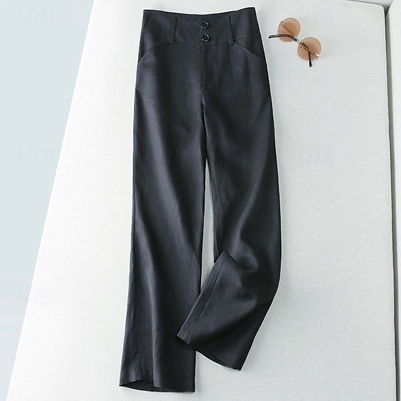 Per donna Pantaloncini in cotone e lino Pantaloni ispirati al lino Pantaloni in cotone e lino Streetwear Casual Lunghezza intera Naturale Semplice Tasca Fibbia Comodo Confortevole Streetwear Uscire del 2025 a $17.99 –P4