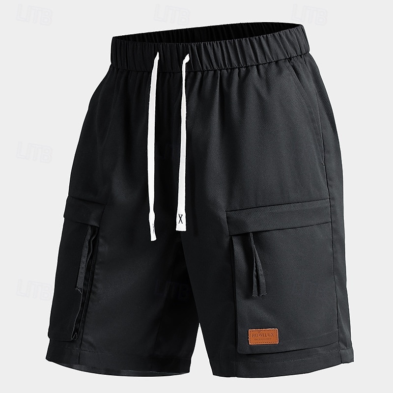 Herren Cargo-Shorts Shorts Sommershorts Kordelzug Elastischer Bund Reißverschlusstasche Einfach Komfort tragbar Knielang Outdoor Sport Täglich Mode Lässig Schwarz Armeegrün 2025 - $16.49 –P4