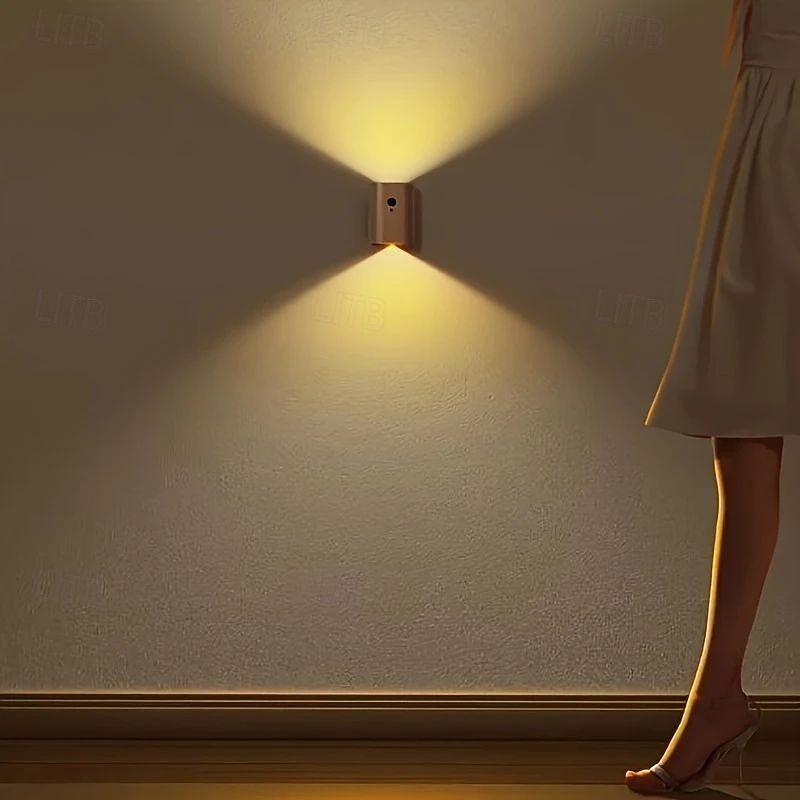 Luzes de parede de movimento de madeira modernas sensor luz noturna usb recarregável lâmpada de parede para entrada escada corredor sala de estar parede varanda decoração 1pc de 2026 por $34.99 –P4