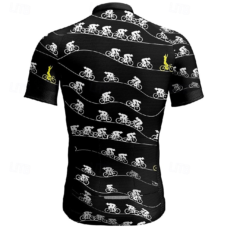 Herr Cykeltröja Kortärmad Cykel T-shirt Tröja med 3 bakfickor Bergscykling Andningsfunktion Snabb tork Anatomisk design Uppsugande Vinrött Svart Blå Grafisk Lutning sporter Kläder 2025 - $25.99 –P8