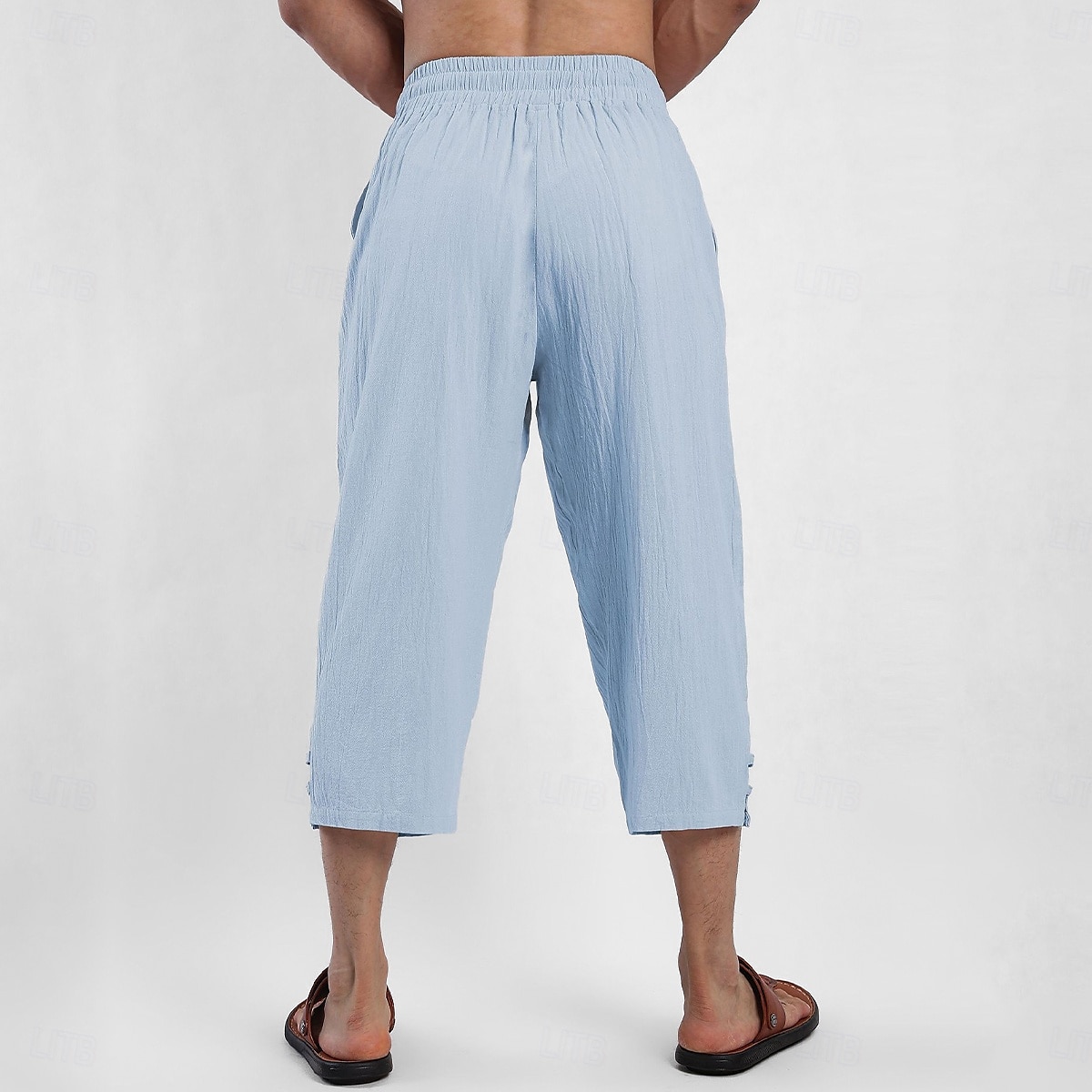 Homens Calças Capri Shorts de linho Shorts de verão Shorts de praia Bolso frontal Pregas Perna reta Tecido Conforto Respirável Comprimento da panturrilha Ao ar livre Férias Festa Férias Moda Ajuste de 2025 por $22.99 –P7