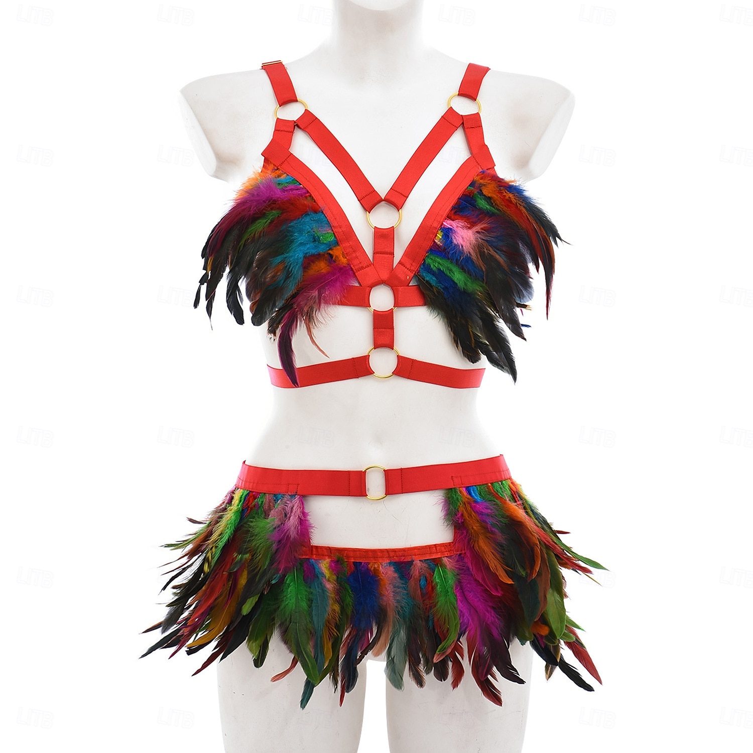 Húzza királynő Halloween Felszerelések Alsónemű Feather Bralette Büszkeség Szivárvány Szexi jelmez Felnőttek Női Mindszentek napja Farsang Pride Parade Büszkeség hónapja Egyszerű Halloween jelmezek 2025 - $30.99 –P2