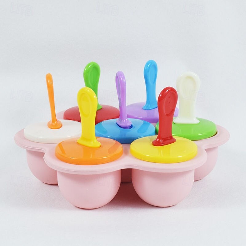 Silicone Popsicle Molds 7-cavity DIY Ice Pop Mold with Colorful Sticks For egg biting ice cream molds storage containers non stick cake molds 2025 - $13.99 –P6