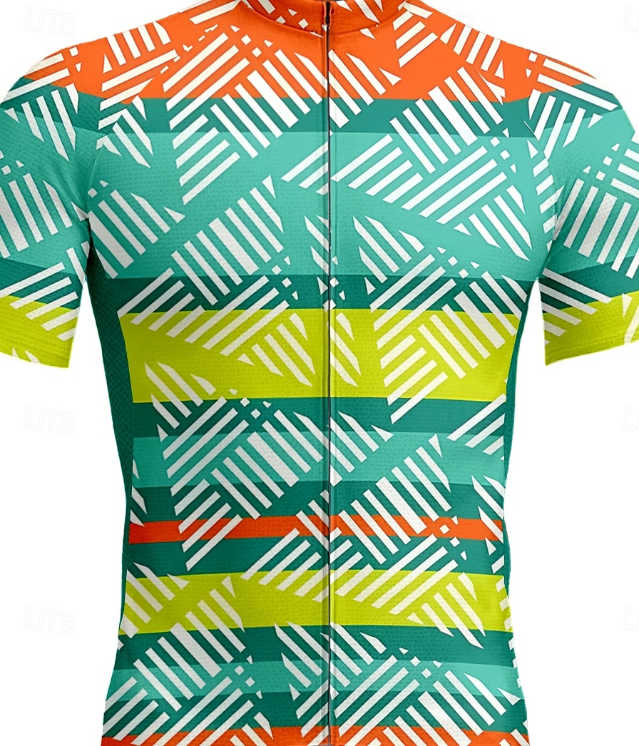 Men's Cycling Jersey Short Sleeve Bike Tee Tshirt Jersey Top with 3 Rear Pockets UV Resistant Breathable Quick Dry Front Zipper Green Sports Clothing Apparel 2025 - $28.99 –P3
