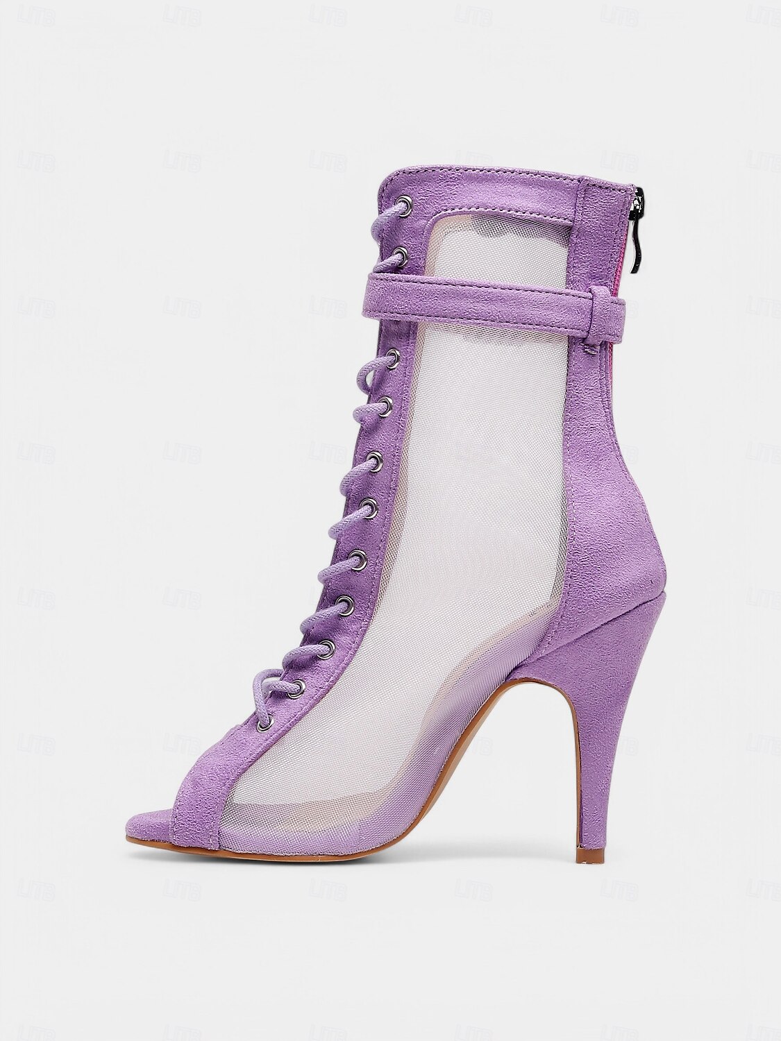 Chaussures de danse latine à lacets en maille violette pour femmes – Chaussures à talons hauts respirantes et élégantes pour la pratique de la salsa et du tango de 2025 ? $64.99 –P2