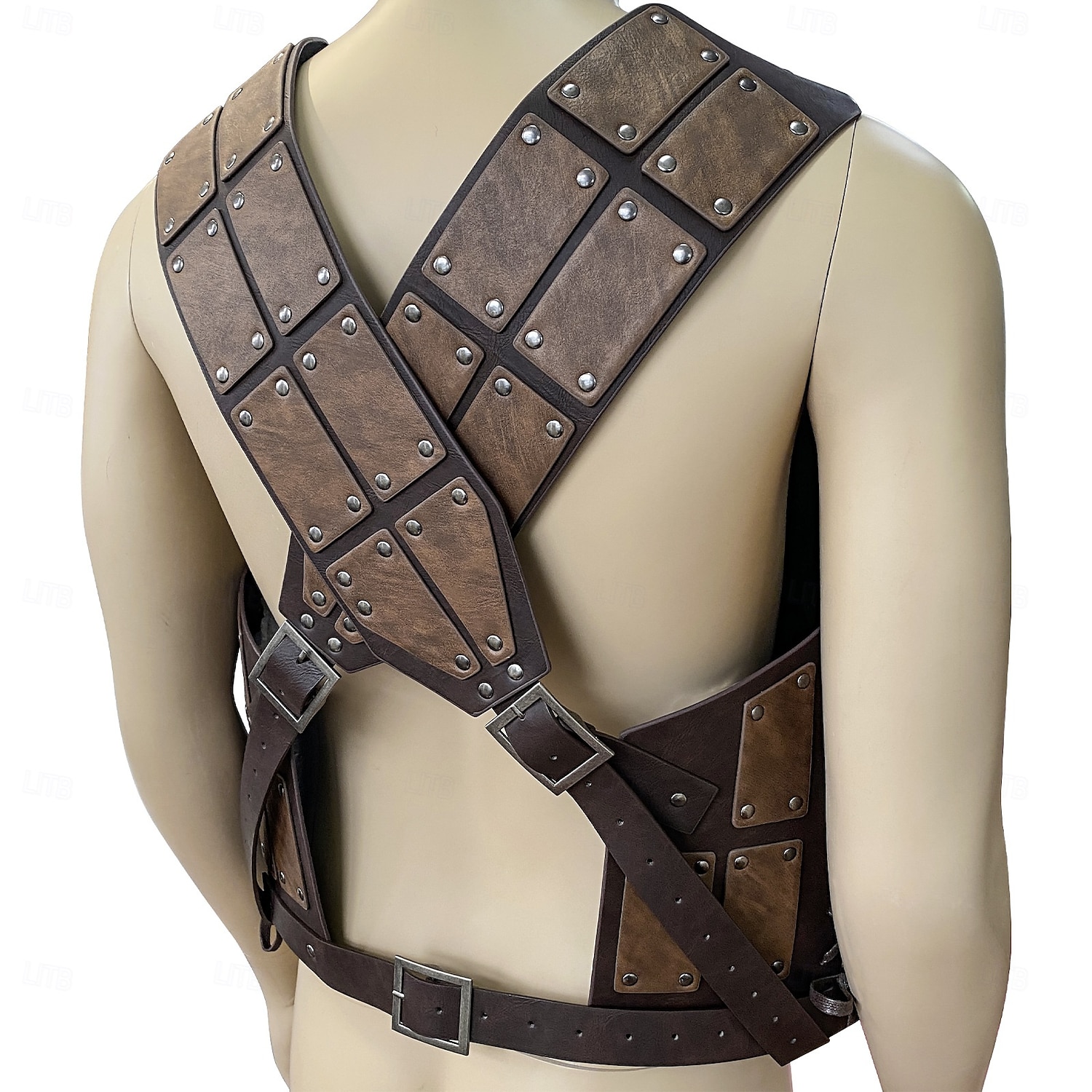 Retro Středověké Renesanční Zbraně a výzbroj Maškarní Hrudník Válečník Viking Shieldmaiden Cvočky Pevná barva Maškarní kostým Pánské Viking předvečer Všech svatých Karneval Plesová maškaráda Výkon 2026 - $77.99 –P4