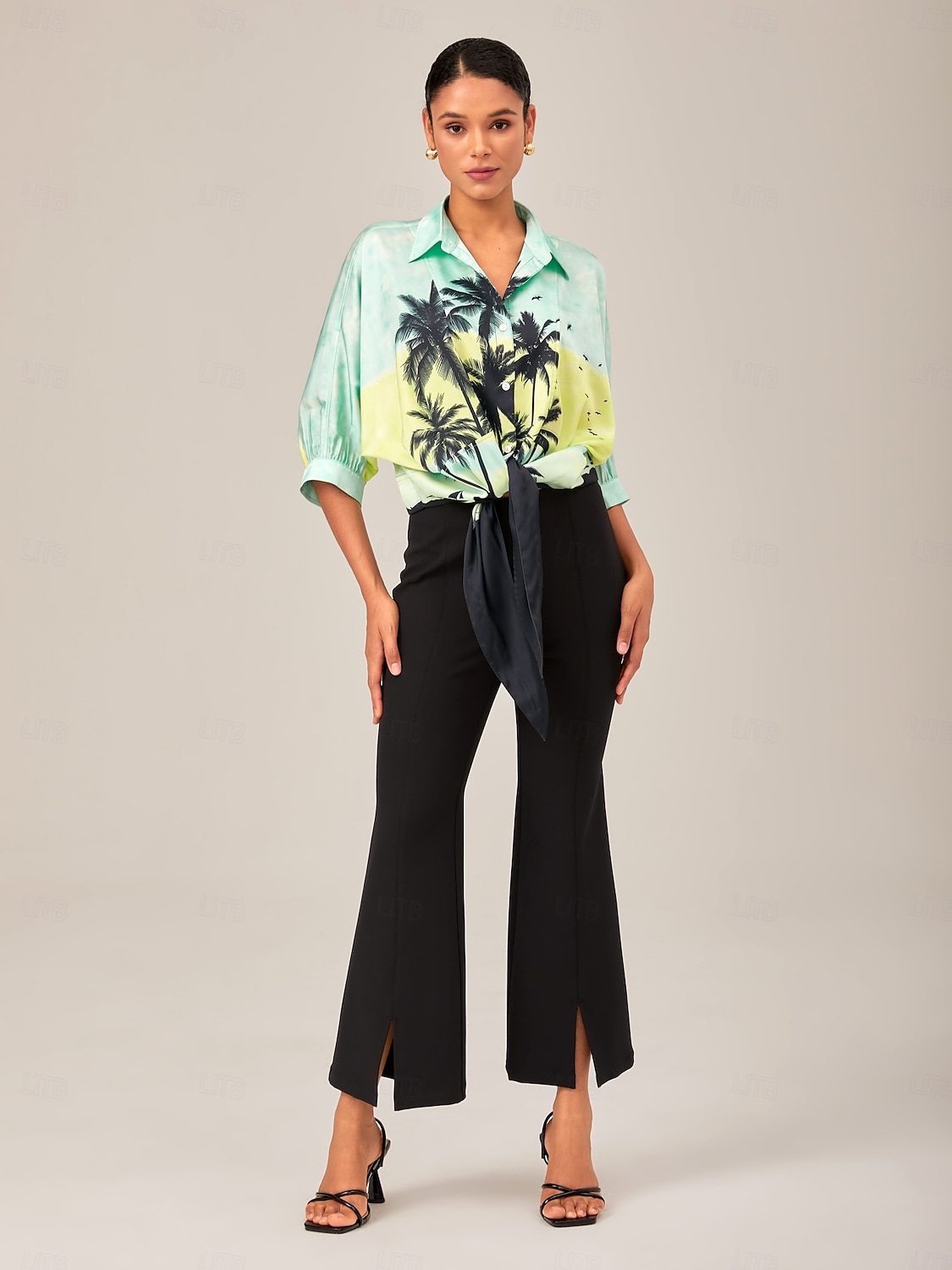 gradient pozadí palma kravata přední top ležérní prázdninový styl 2025 - $53.99 –P1