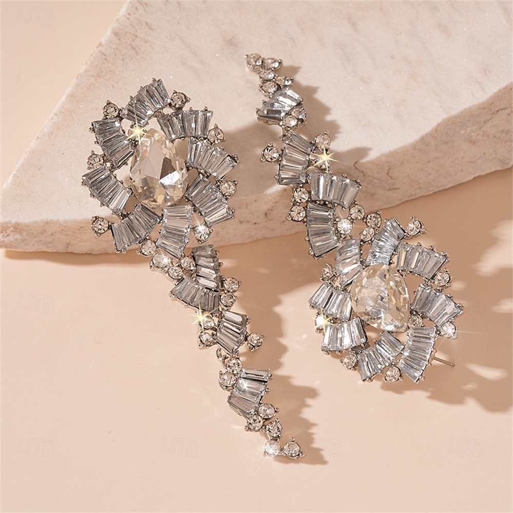 Argent Zircon Boucle d'Oreille Créoles Le style rétro Géométrique Goutte ancien Mode Des boucles d'oreilles Bijoux Argent Pour Mariage Soirée Fête 1 Paire de 2025 ? $20.99 –P4