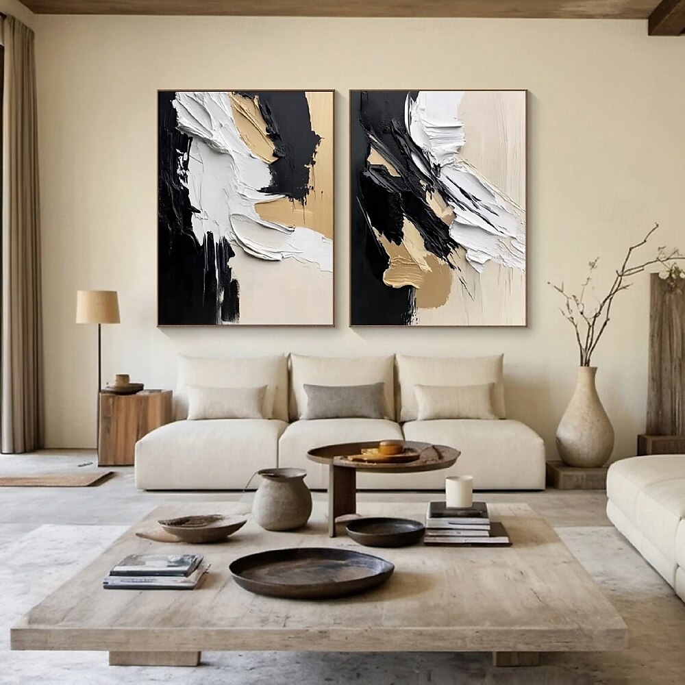 Oil painting hand painted abstract painting Wabi sabi Wall Art Set of 2 Beige Abstract Painting on Canvas A Pair Beige Texture Wall Art Neutral Abstract Wall Art Boho Wal Decor 2025 - $85.99 –P4