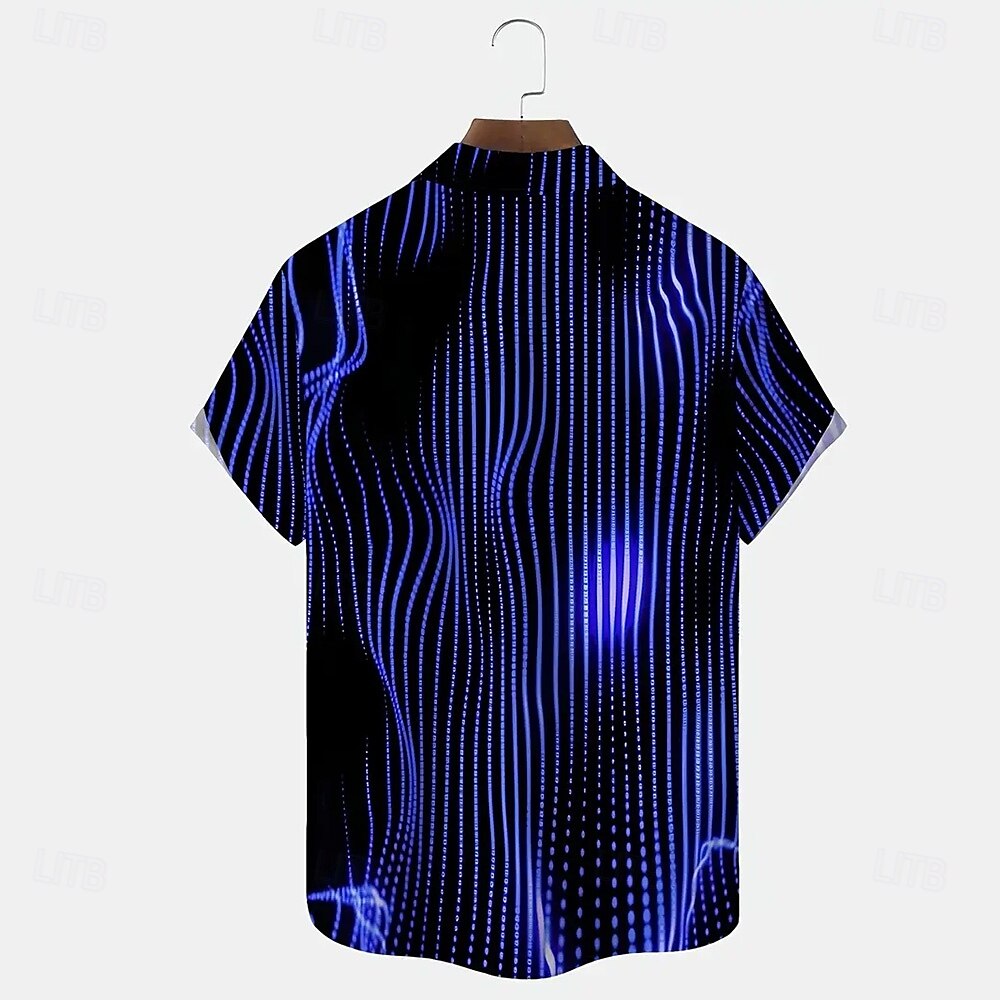 Bărbați Geometric Dunga Neon Cămașă Cămașă de vară Camașă cu nasturi Manșon scurt Moda Casual În aer liber Vacanță Zilnice Vară Primăvară Răsfrânt Imprimare 3D cămăși cu guler Un buzunar frontal 2025 - $23.99 –P2