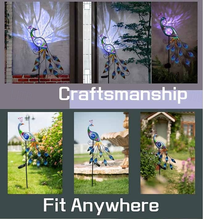 1 Pc Outdoor Solar Waterproof Metal Peacock Glass Ball Plug in Light 31.5Inch Courtyard Garden Park Lawn Path Landscape Light Festival Wedding Party Atmosphere Decoration Light 2025 - $21.99 –P9