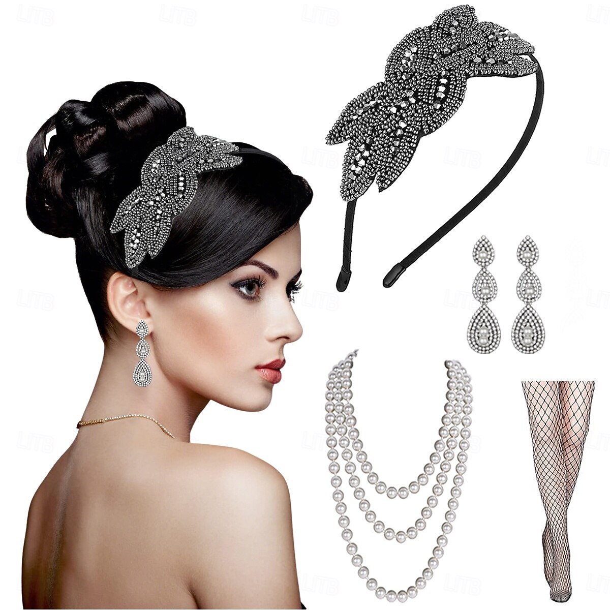 1920-as évek A nagy Gatsby Felszerelések Flapper fejpánt Fülbevaló Biserna ogrlica A nagy Gatsby Flapper lány Retro Csillogó glitter Kristály / Strassz Női Farsang Álarcos mulatság Tini Party estélyi 2025 - $23.99 –P1