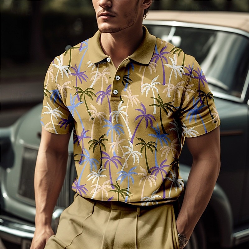 Derby de Kentucky Hombre Palmera Camisas polo hawaianas Camiseta de golf Manga Corta Camisas de polo Camisas con cuello Casual Ropa de playa Ropa de vacaciones Ropa tropical Trajes de fiesta Botones 2025 - $22.99 –P3