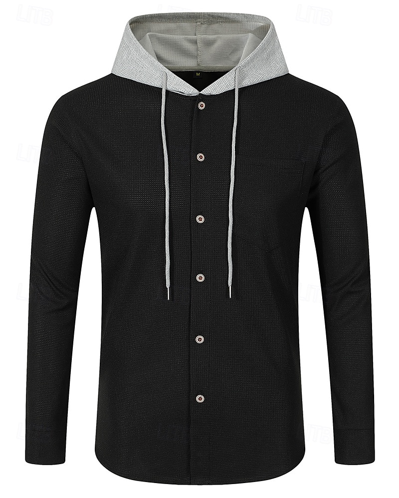 Herren Leichte Jacke Sommerjacke Hemdjacke übergangsjacke Urlaub Täglich Warm Tasche Frühling & Herbst Farbblock Mode Klassisch Mit Kapuze Regulär Schwarz Weiß Königliches Blau Khaki Grau Jacken 2025 - $26.99 –P6