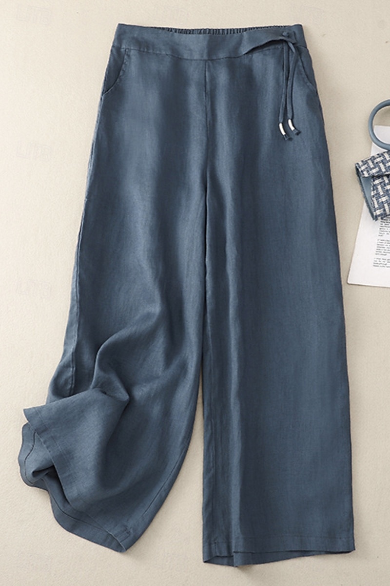 Per donna Pantaloni in cotone e lino Pantaloni Eleganti Moda Streetwear Lunghezza intera Naturale Semplice Tasca Elastico in vita All'aperto Confortevole Streetwear Uscire Aalbicocca Nero Blu Zenzero del 2025 a $30.99 –P13