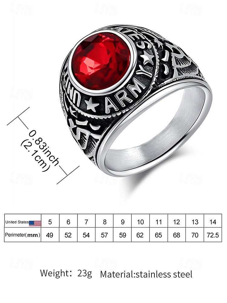 Men's Vintage Army Ring with Emerald Green Gemstone – Antique Silver Military Style Statement Ring for Veterans and Collectors 2025 - $11.99 –P8