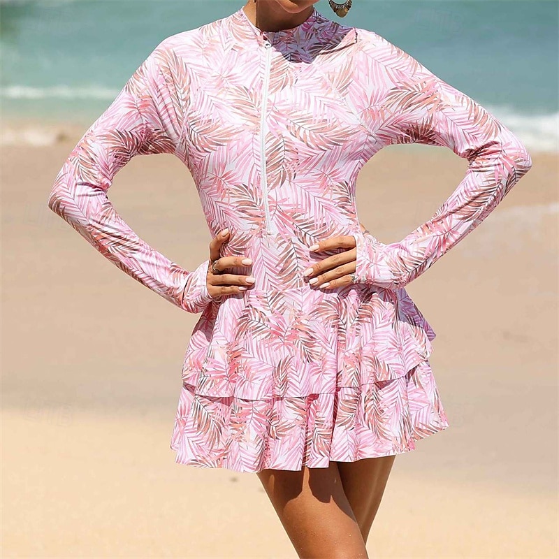 Women's Rash Guard One Piece Swimsuit UV Sun Protection UPF50+ Lightweight Long Sleeve Spandex Swimwear Bathing Suit Front Zip Swimming Surfing Beach Water Sports Summer Spring Autumn 2025 - $32.99 –P5