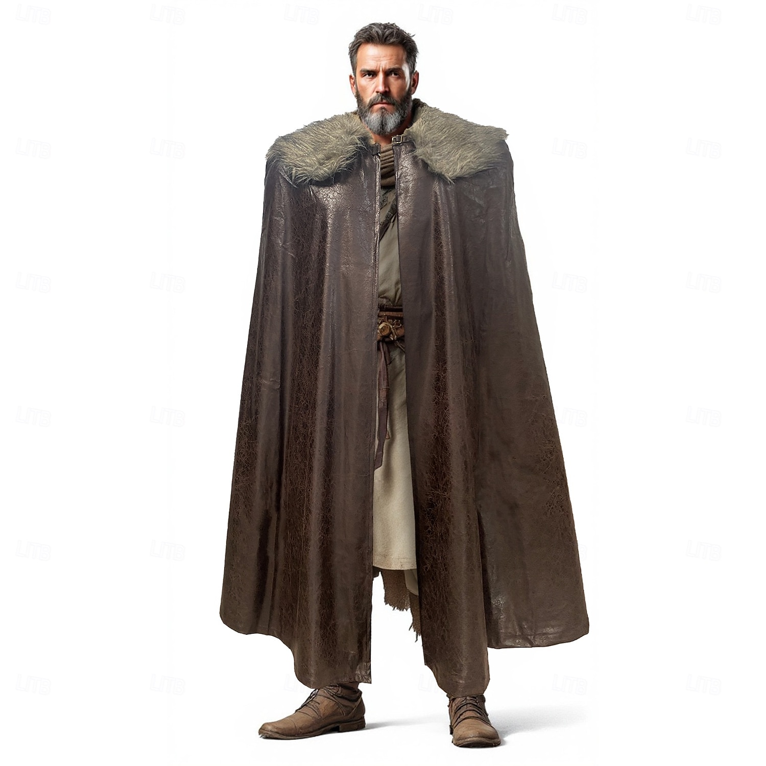 Retro Vintage Mittelalterlich Umhang Maskerade Pirat Wikinger Aristokrat Kostüm Herren Vikinger Karneval Neujahr Maskerade Veranstaltung / Fest Erwachsene Umhang Herbst Winter 2025 - $62.99 –P1