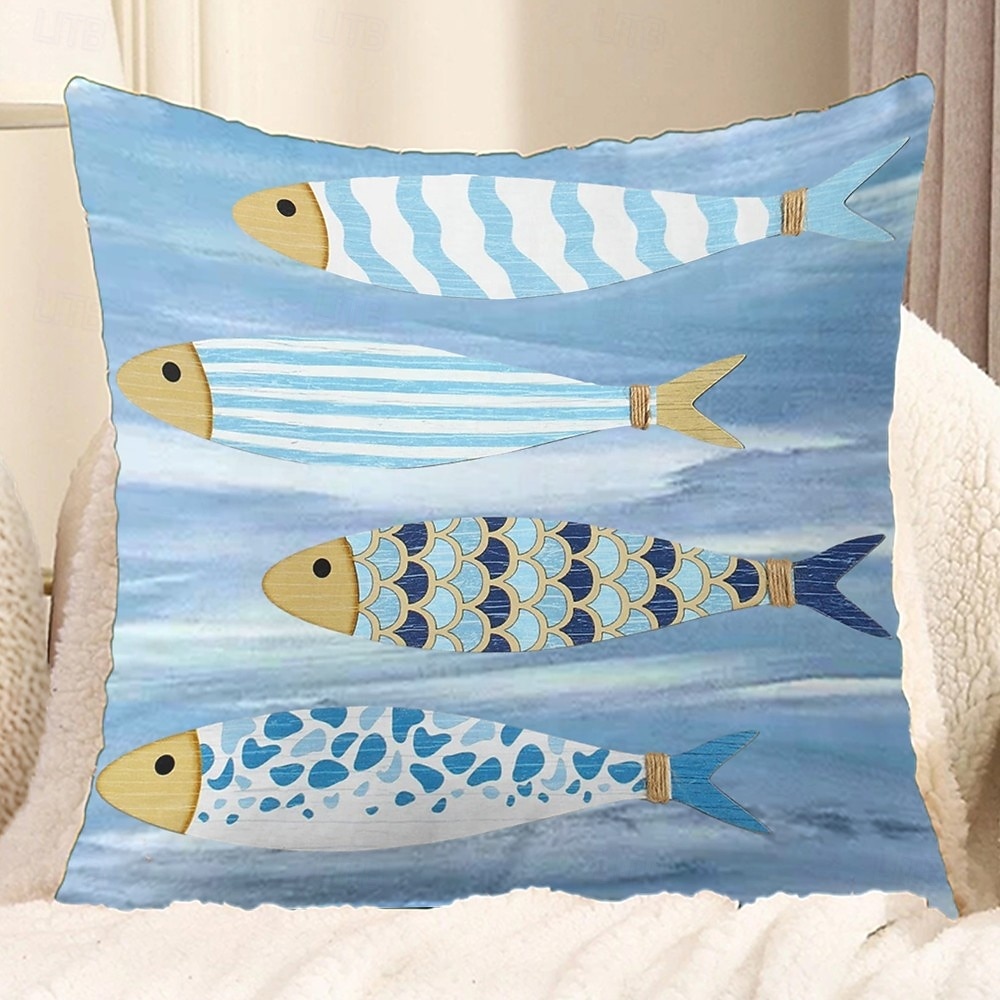 Capa de Almofadas Decorativas de Conchas do Oceano 1PC Capa de Almofada Quadrada Macia para Sofá Cama Sala de Estar de 2025 por $12.99 –P4