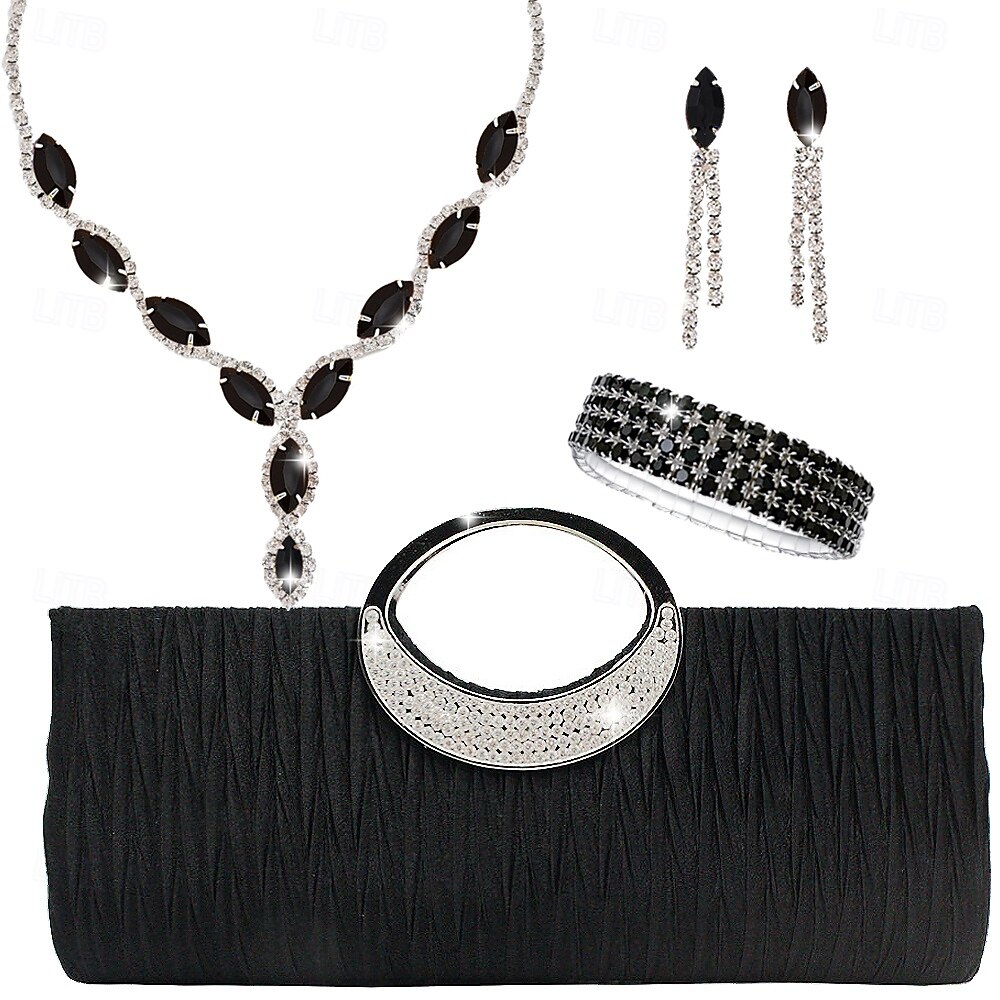 Ensemble de cocktail tendance composé de colliers, boucles d'oreilles et bracelets scintillants gravés de diamants pour un ensemble de colliers de fête créatif et luxueux de 2025 ? $32.99 –P3