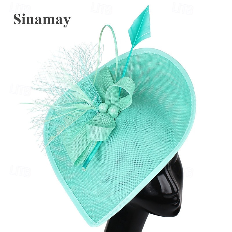 Kopfstück Federn Sinamay Hochzeit Abendgesellschaft Elegant Hochzeit Mit Feder Kopfschmuck Kopfbedeckung 2025 - $30.99 –P16