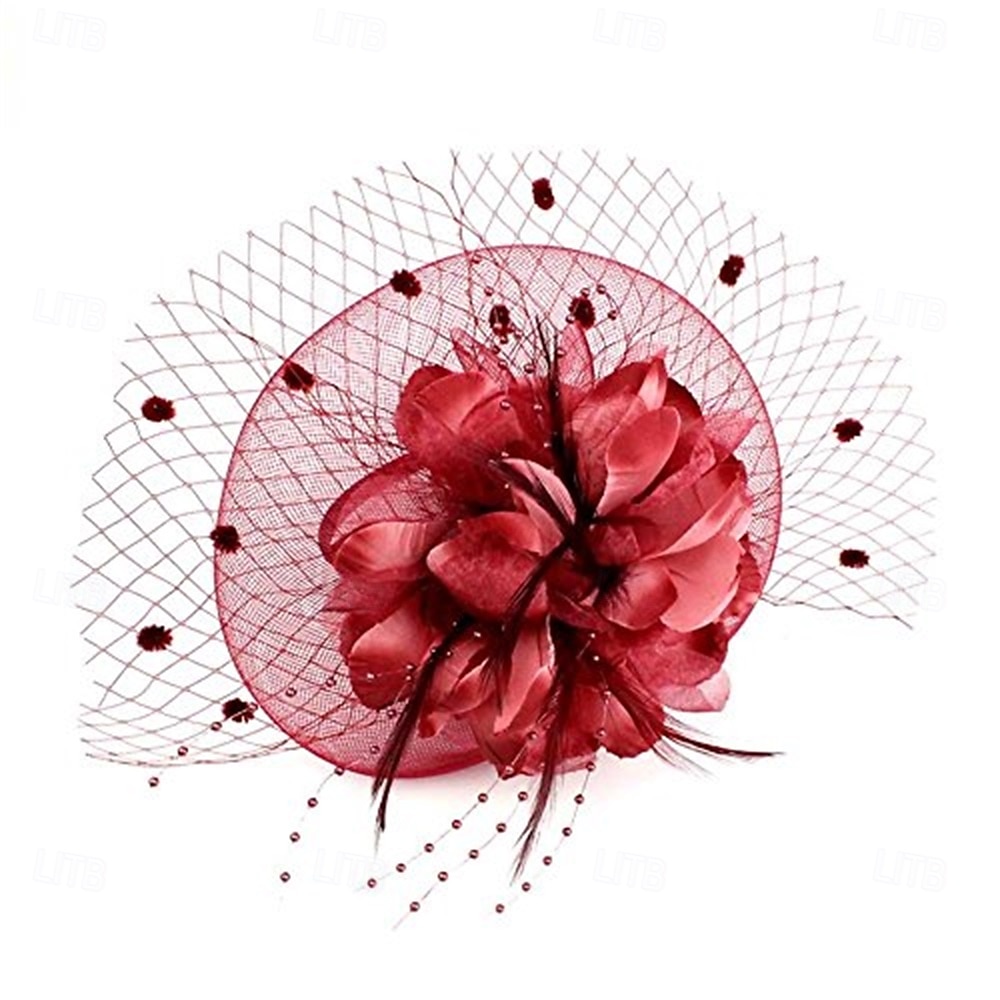 fascinators hatt för kvinnor teparty headpiece bröllop cocktail blomma mesh fjädrar hårklämma 20-tal flapper fascinators 2025 - $33.99 –P10