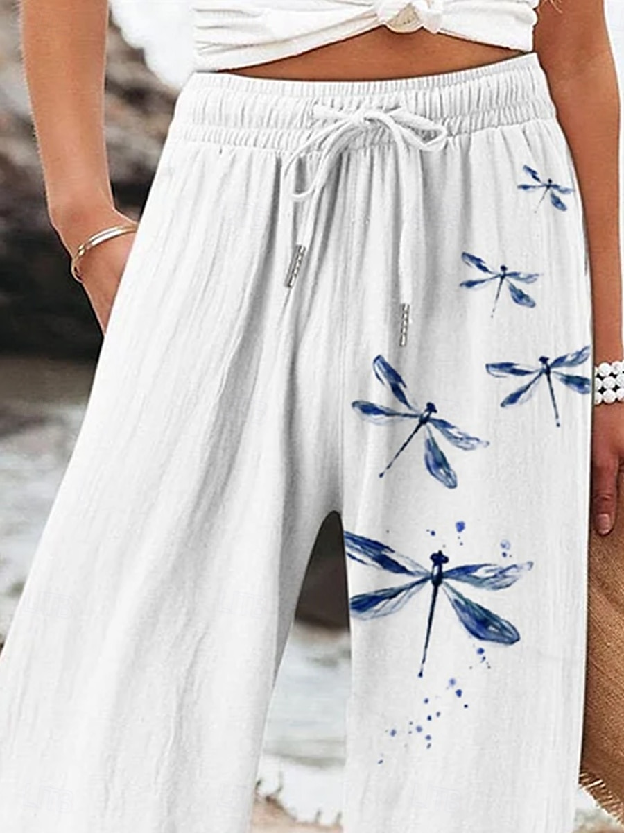 Mujer Perneras anchas Pantalones anchos Pantalones cortos de playa Vacaciones Vintage Moda Longitud total Alta cintura Graphic Flor Correa Estampado Transpirable Suave Microelástico Vacaciones Casual 2025 - $24.99 –P2