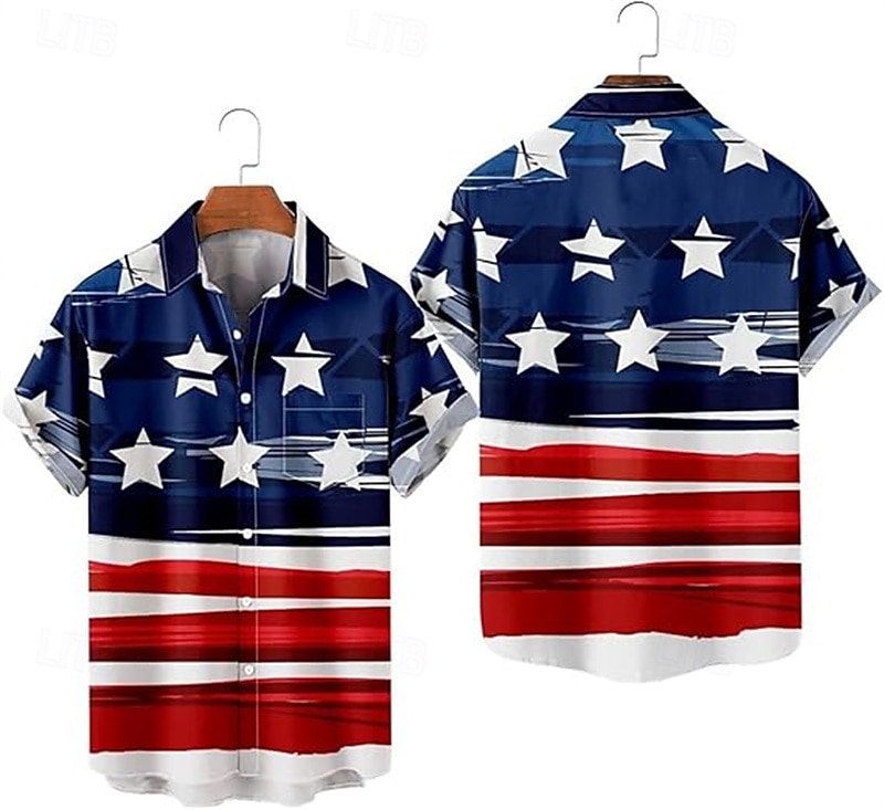 Amerikansk 250 Manga Hawaii skjorter Tilbake til Skolen USA Flagg Uavhengighetsdagen 4. juli Fritid Gate stil Graphic Voksne Herre Halvhjorteårsjubileum Maskerade 4. juli Festival Kle deg opp 2026 - $23.99 –P3