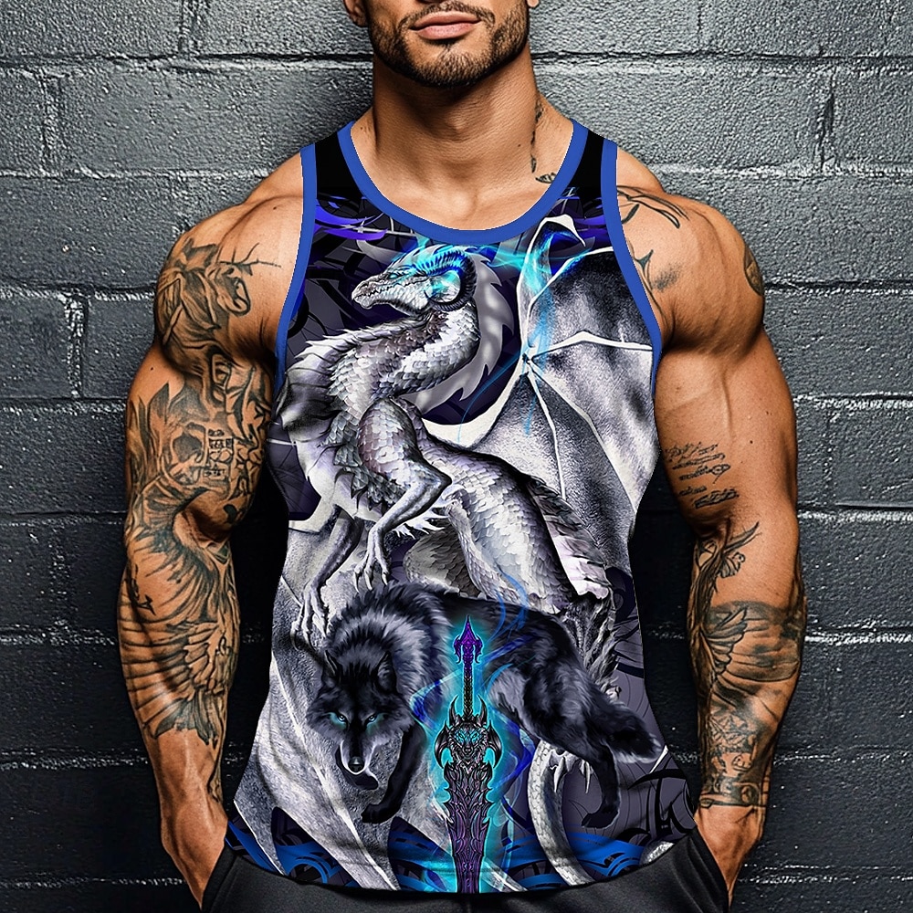dragonblade omegablade high rez by ruth thompson męska koszulka z nadrukiem smoka top podkoszulek bez rękawów t-shirt 3d koszulka z okrągłym dekoltem moda przesadzona ulica swobodna codzienna 2025 - $15.99 –P1