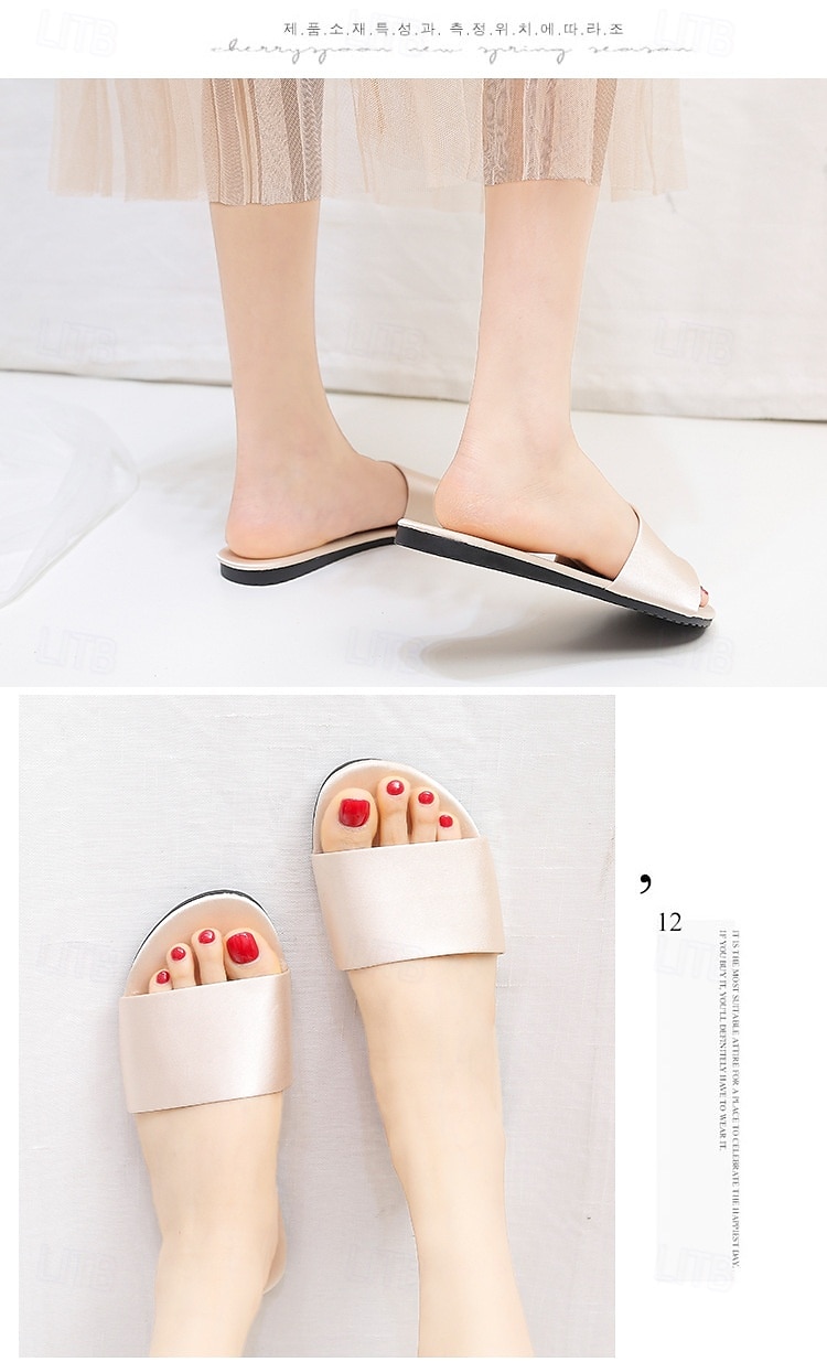 Women Satin Slide Flat Open Toe Soft Slip on Silky Slide Sandal House Slipper 2025 - $16.99 –P7