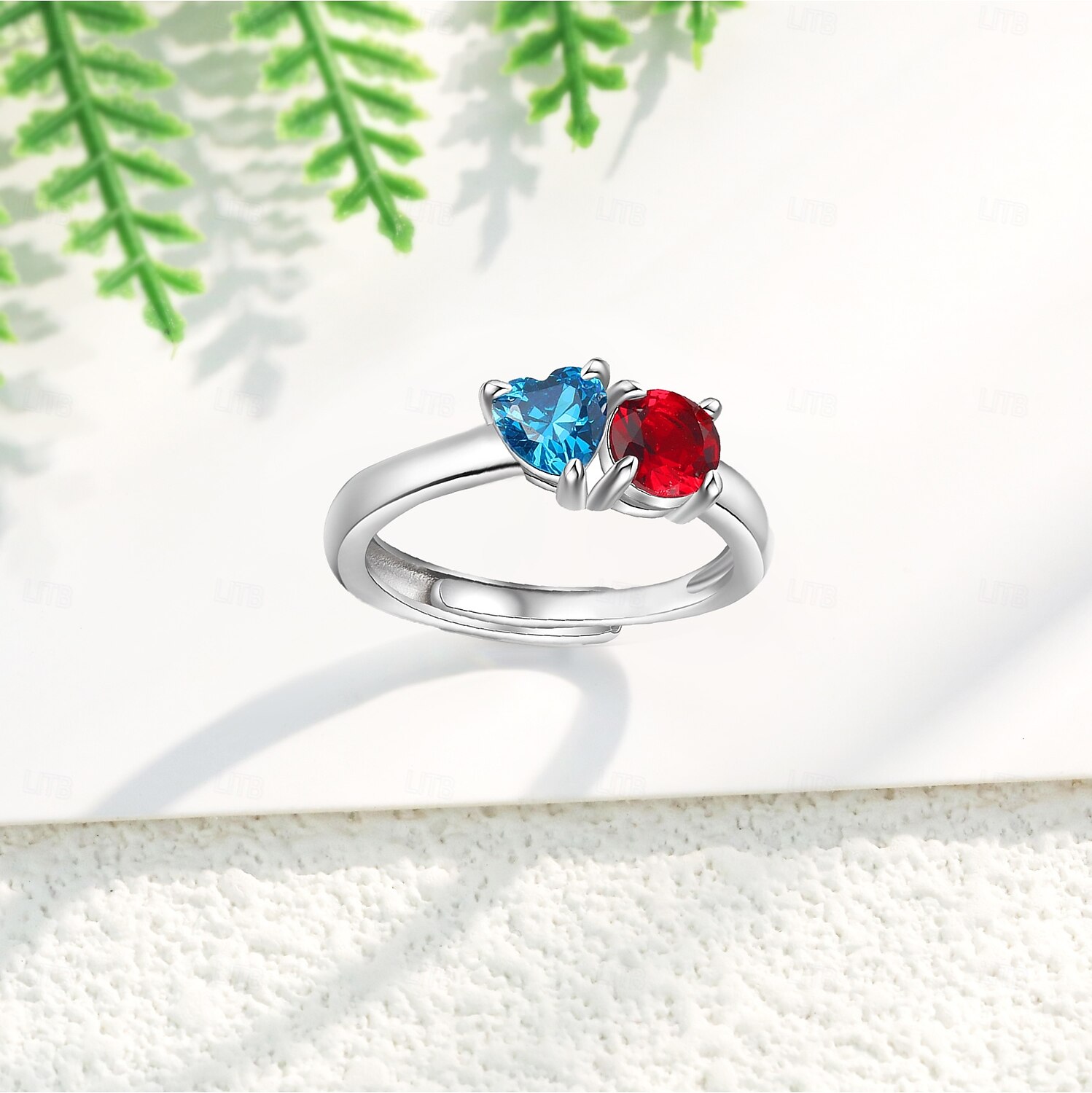personalisierter Geburtssteinring für sie, offenes Ringdesign mit zwei Steinen, Symbol ewiger Liebe, Geschenk für Mutter, Ehefrau, Freundin, Muttertag, Valentinstag, Geburtstag, Weihnachtsgeschenk 2025 - $16.99 –P4
