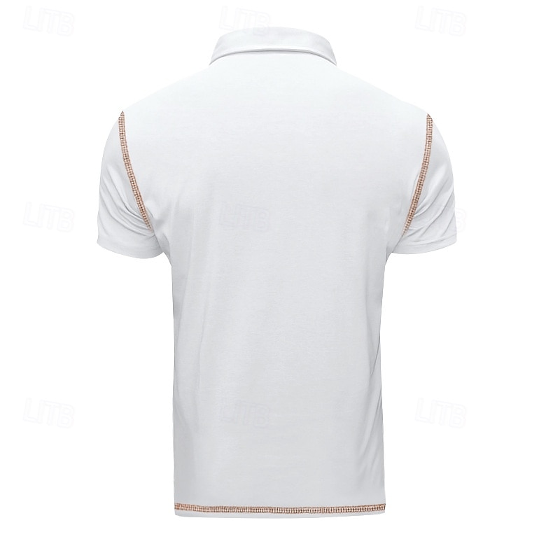 Homens Camisa de golfe Camisas Polos de Golfe Trabalho Casual Lapela Manga Curta Básico Moderno Bloco de cor Patchwork Botões Verão Normal Preto Branco Vinho Azul Marinha cáqui Verde Tropa Camisa de de 2025 por $18.99 –P7