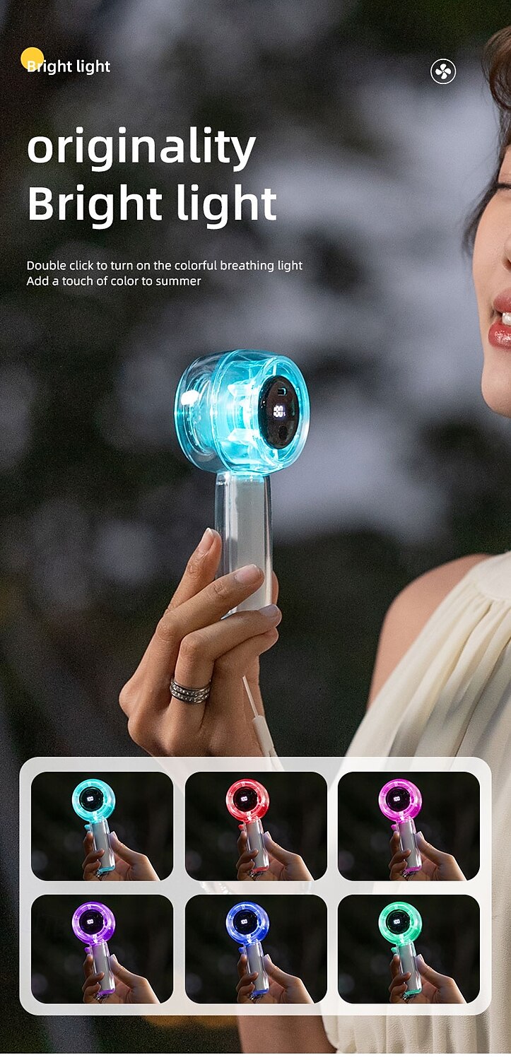 Foldable Desktop & Handheld Portable Cooling Fan Crystal Clear Transparent Mini Fan 100-Speed LED Digital Display 2025 - $25.99 –P7