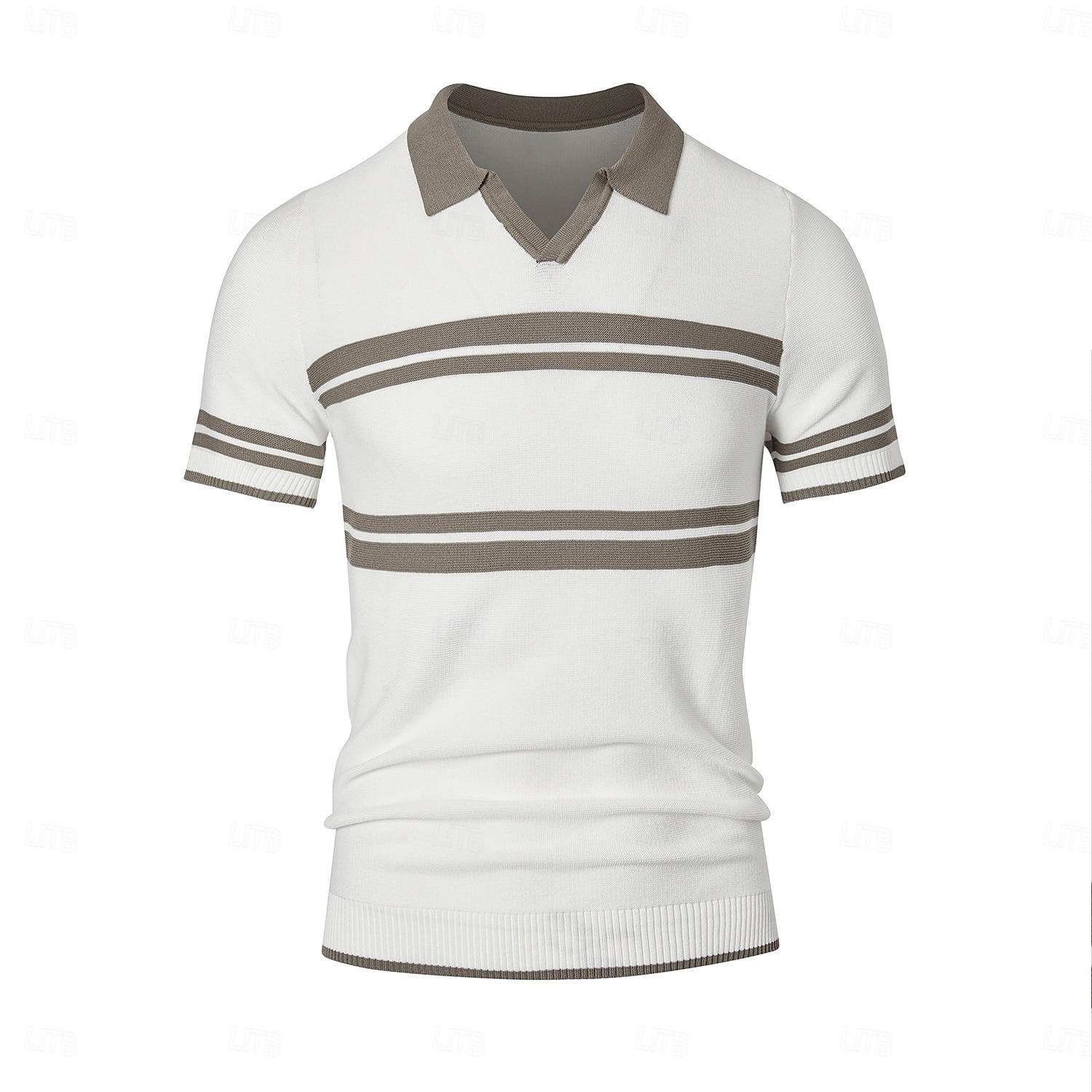 Herre Polo Strikk polo Virksomhet Avslappet V-hals Kortermet Formelt Fargeblokk Original Sommer Alle årstider Svart Hvit Militærgrønn Beige Polo 2025 - $27.99 –P2