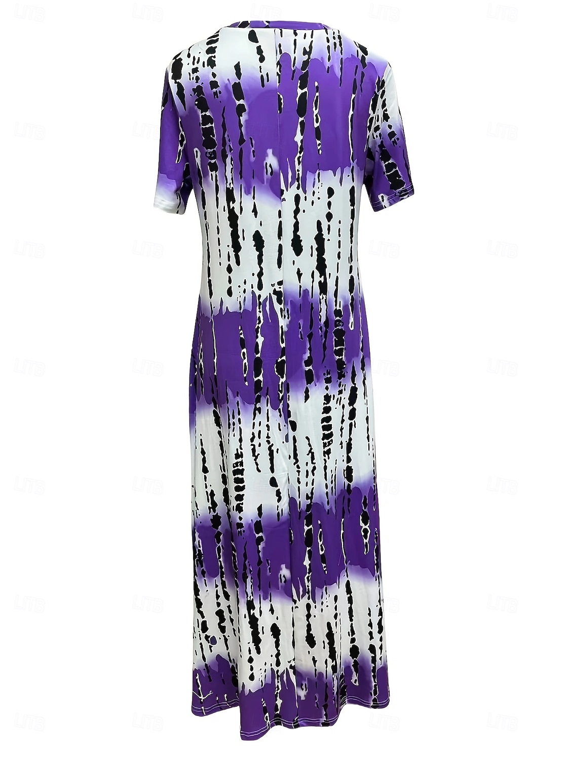 Damen Maxikleid Shiftkleid Lässig Täglich Lässiger Schnitt Farbblock Kurzarm V Ausschnitt Rosa Purpur Grau Sommer 2025 - $21.99 –P1