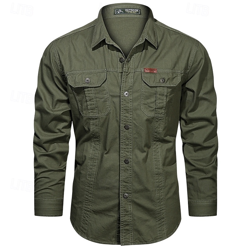 Per uomo Camicia Camicia Estiva Camicia casual Camicia con Bottoni Camicia cargo Nero Bianco Rosso Blu marino scuro Kaki Manica Lunga Semplice Colletto a Camicia Vacanza Camicia hawaiana Tasca del 2025 a $30.99 –P5