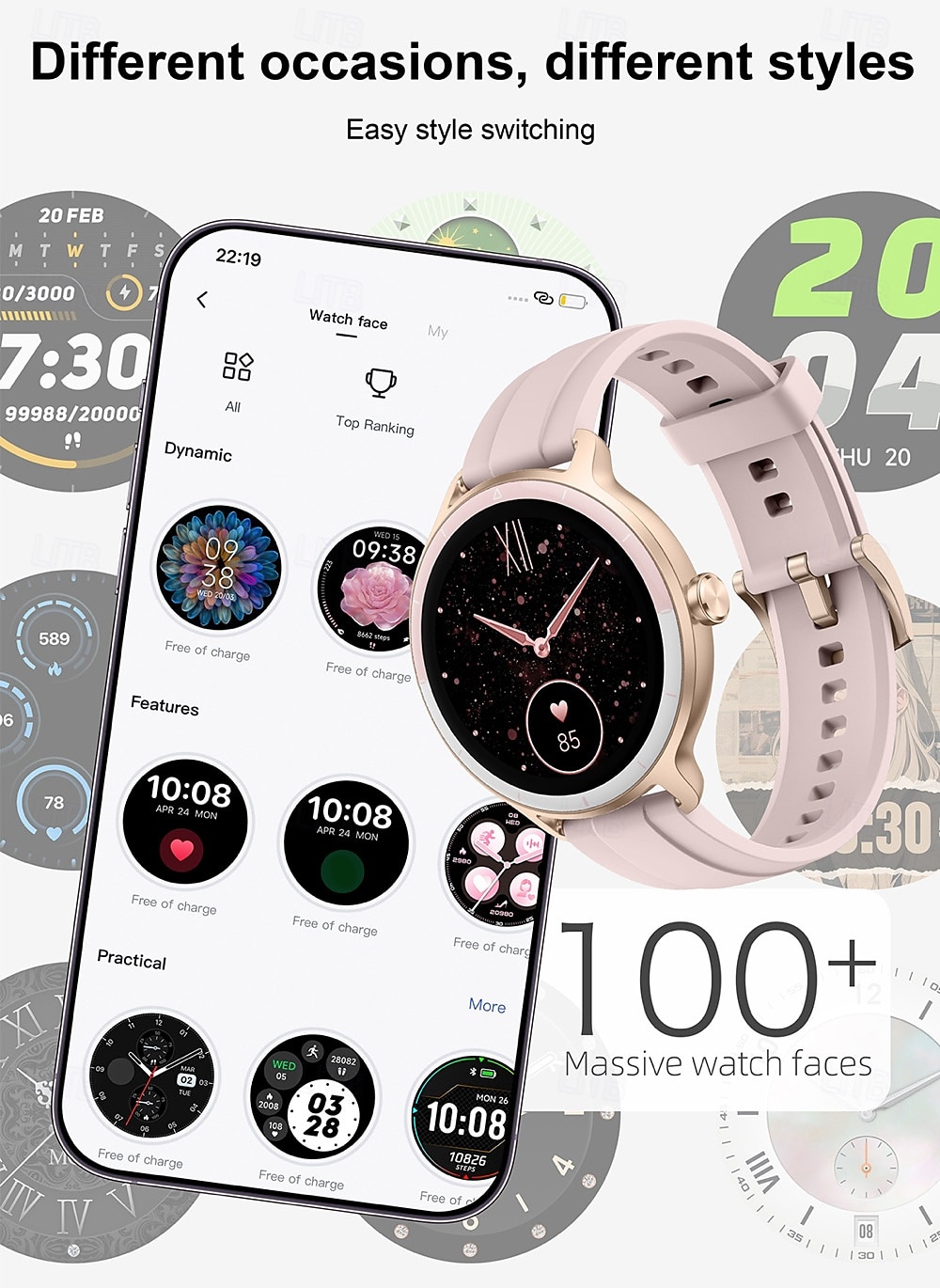 2025年 696 DR03 スマートウォッチ 1.27 インチ スマート·ウォッチ ブルートゥース 歩数計 着信通知 睡眠サイクル計測器 と互換性があります Android iOS 女性 男性 ハンドフリーコール メッセージ受信通知 IPX-0 40mmの時計ケース コレクション – $59.99 –P7