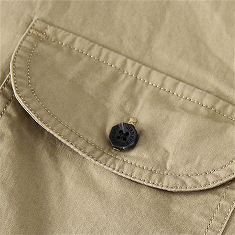 Herren Hemd Sommerhemd Freizeithemd Knopfhemd Cargohemd Dunkel Blau Kaki Armeegrün Langarm Einfach Hemdkragen Urlaub Hawaiianisch Tasche Bekleidung 100% Baumwolle Mode Lässig Bequem 2025 - $36.99 –P4