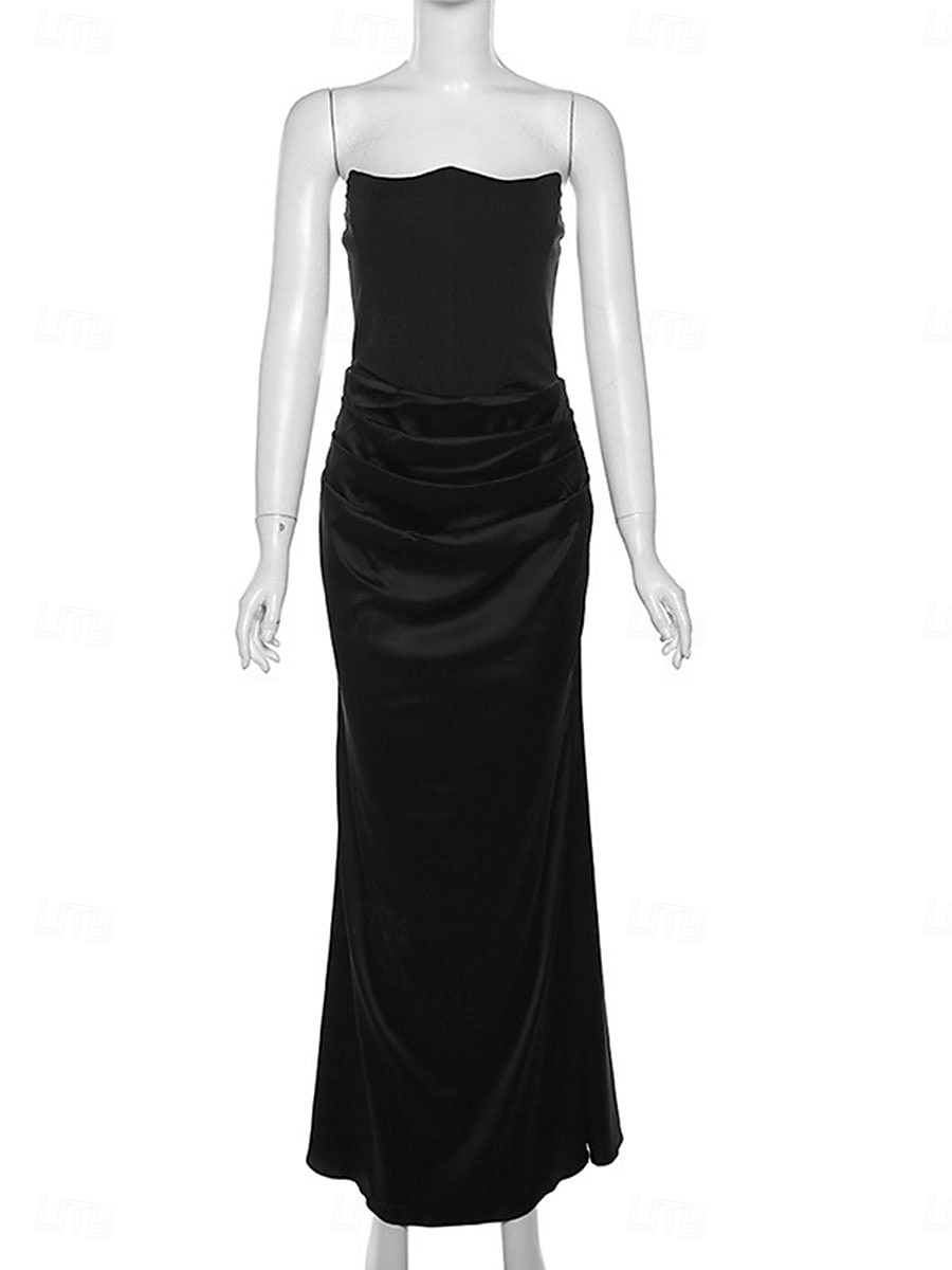 Trumpetti / merenneito Quinceanera mekot Tyylikäs Mekko Häät Häävieras Kokopitkä Hihaton Olkaimeton Spandex Selästä avoin kanssa Rypytetty 2025 2025 - $89.99 –P6