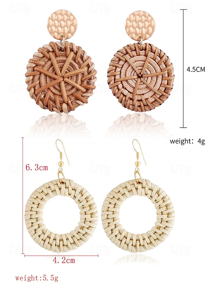 Boho schelpen oorbellen voor dames – handgemaakte cirkelvormige oorbellen van rotan met natuurlijke kauri-schelpen, lichtgewicht strandsieraden voor zomervakanties en kustoutfits 2025 - $7.99 –P10