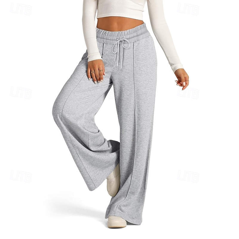 Dam Trosor Byxor Streetwear Ledigt Fullängd Naturlig Slät Ficka Elastisk dragsko-design Bekväm Utomhus Gata Utekväll Magenta Aprikos Mörkbrun Svart Sommar Normal 2025 - $19.99 –P2
