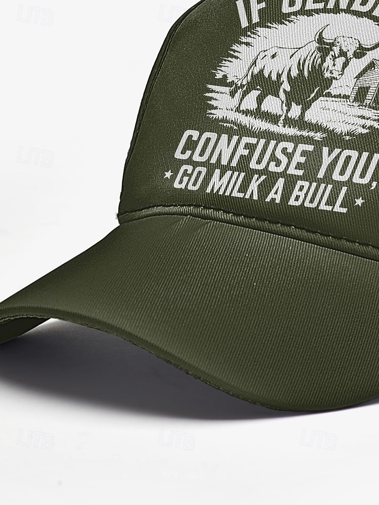 Lässige Baseballkappe für Herren mit auffälligem Aufdruck „If genders confuse you, go milk a bull“ – verstellbar und trendig, perfekt für Outdoor-Aktivitäten, Sportveranstaltungen und den Alltag 2025 - $14.99 –P7