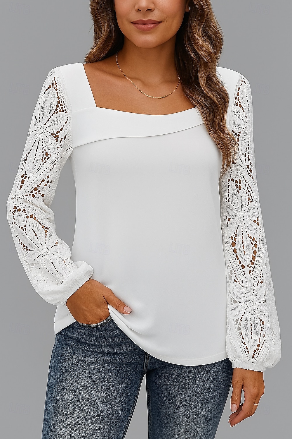 Damen Spitzentops Einfach Stilvoll Modern Langarm V Ausschnitt Normale Oberteile Täglich Ferien Spitze Weiß Sommer 2025 - $21.99 –P1