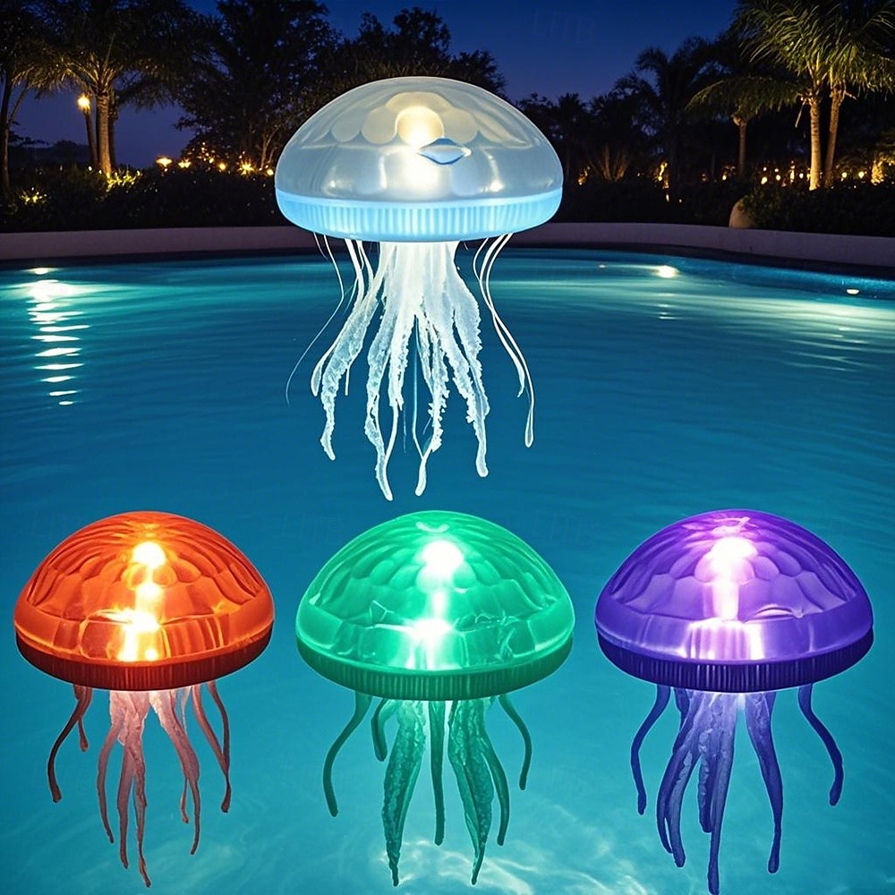 1 pc ao ar livre luzes de água-viva solar jardim luzes flutuador de água luz diy montagem piscina luz fonte piscina luz colorido festa ao ar livre atmosfera luz de 2025 por $13.49 –P4
