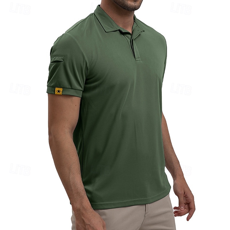Men's Golf Shirt Golf Polos Shirts Work Casual Lapel Short Sleeve Basic Modern Plain Patchwork Buttons Summer Regular Fit Blue Sky Blue Army Green Golf Shirt 2025 - $23.99 –P6